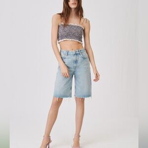 Maje Blue Frayed Jean Shorts